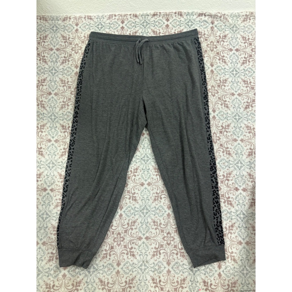 Splendid Gray Leopard Side Stripe Joggers XXL Heather Gray Lounge Pants